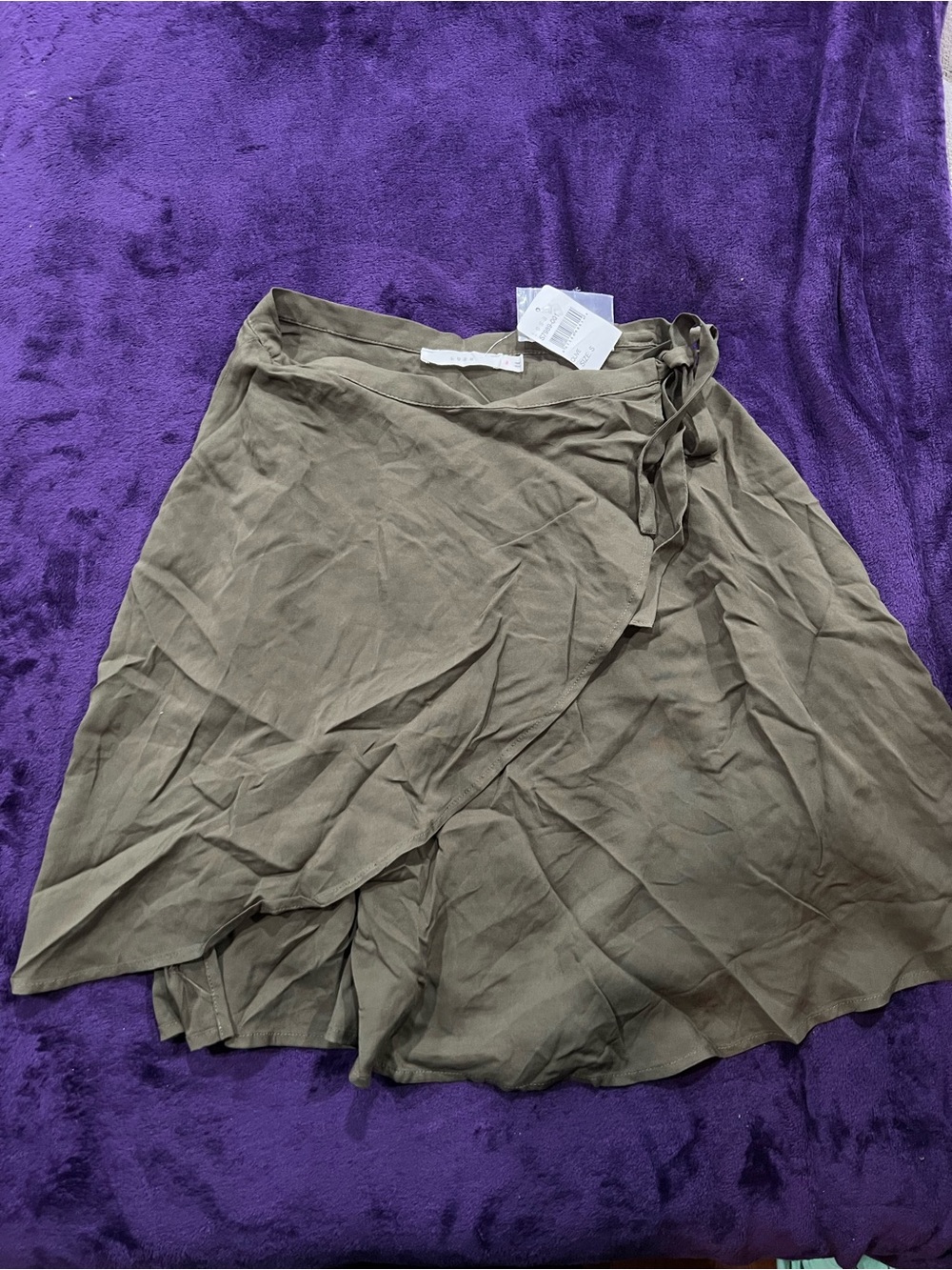 Lush Olive Green Wrap Skirt with Tie Waist